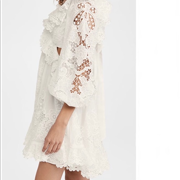 ZIMMERMANN Lulu Ruffled Cut-Out Mini Dress Size AU 2 / US 8 - Picture 6 of 15